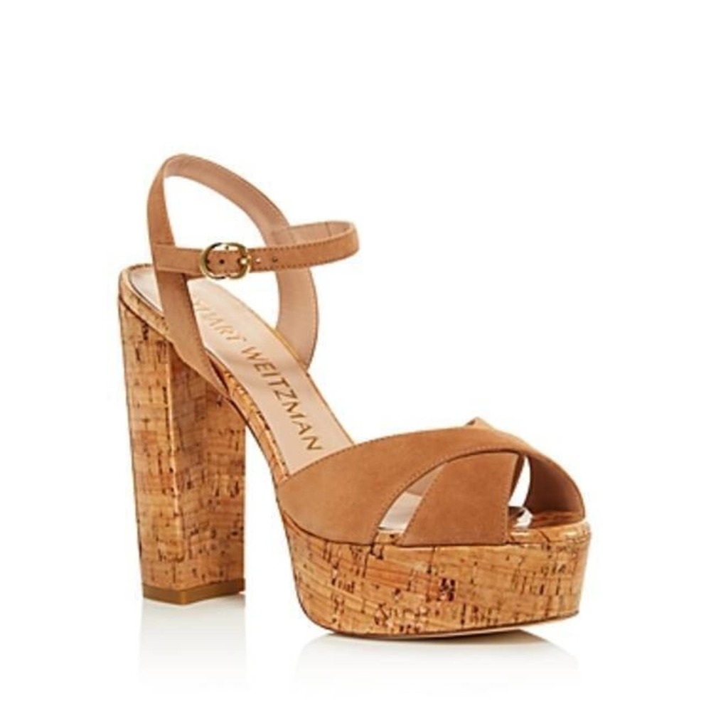 Stuart Weitzman Tan Cork Platform Sandal